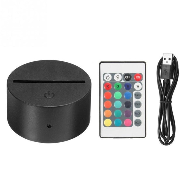 Modern Black USB Cable Remote Control Night Light Touch Switch Acrylic 3D Led Night Lamp